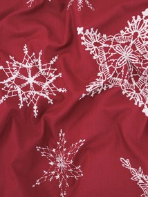 Vianočná bavlnená obliečka na vankúš Renforcé 40 × 60 cm – Snehové vločky červené