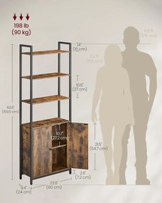 Knihovna Vasagle Memor 60 cm hnědá/černá