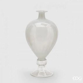 Sklenená váza Anfora biela, 48x24 cm