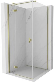 Mexen, Mexen Mist H T sklápací sprchový kút ľavý 85 x 85 cm, transparentný, zlatý - 8A5T-085-085-50-00-L
