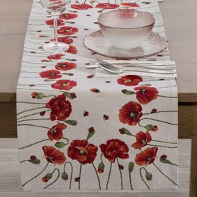 Dekorstudio Gobelínový behúň na stôl s červenými makmi 40 x 100 cm