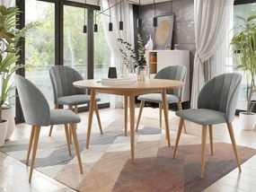 Okrúhly stôl Botiler FI 100 so 4 stoličkami ST100 04, Farby: natura, Farby: čierny, Potah: Magic Velvet 2216