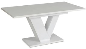 Rozkladací jedálenský stôl CLARK – biely lesk, 120–160 cm