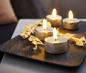 LED čajové sviečky z pravého vosku, 4 ks, strieborné
