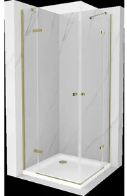 Mexen Roma Duo sprchová kabína, kyvné dvere 80 x 80 cm, transparentnéné, zlatá + závesný bidet Flat - 854-080-080-50-02-4010G