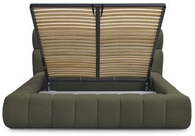 Zelená čalúnená dvojlôžková posteľ s úložným priestorom s roštom 160x200 cm Mont Blanc – Bobochic Paris