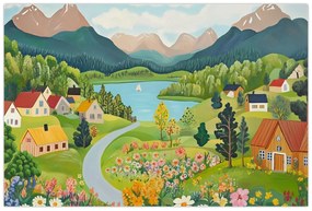 Obraz - Dedina v horách (90x60 cm)