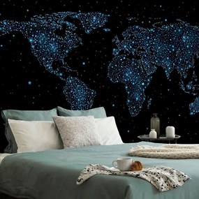 Samolepiaca tapeta mapa sveta s nočnou oblohou - 450x300
