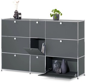 Komoda »CN3« s 9 výklopnými dvierkami, sivá