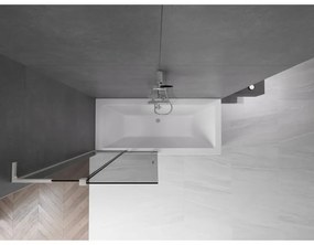 Mexen Velar L, 2-krídlová posuvná vaňová zástena 95 x 150 cm, 8mm šedé sklo, brúsená oceľ, 896-095-003-41-97