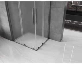 Mexen Velar Duo, sprchový kút s posuvnými dverami 100 x 90 cm, 8mm sklo námraza, grafit brúsený, 871-100-090-32-66