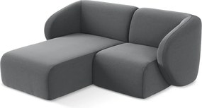 Sivá zamatová rohová pohovka (ľavý roh/s leňoškou) Lani – Makamii