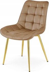 Hnedá zamatová stolička BERA so zlatými nohami