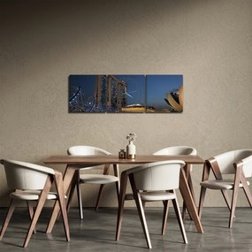 Obraz modernej metropoly (s hodinami) (90x30 cm)