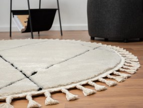 My Flair, Kusový koberec Moroccan Charm weiß kruh, 190x190 (průměr) kruh, čiernobiela, obývacia izba