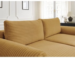 Menčestrová rozkladacia pohovka v horčicovej farbe 257 cm Lucien – Bobochic Paris