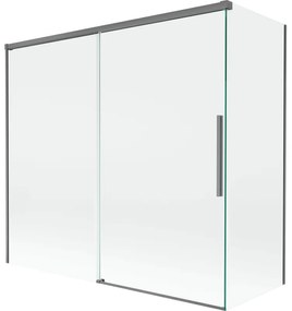 Mexen Rox, 2-krídlová posuvná vaňová zástena 170 + 80 x 150 cm, 8mm číre sklo, grafitový profil, 8C9-170-080-95-00