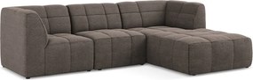 Hnedá rohová pohovka z textílie buklé (pravý roh/s leňoškou) Aloha – Makamii