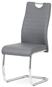 Jedálenská stolička DCL-418 GREY, koženka sivá, chróm