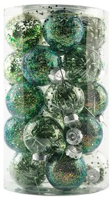 DECOLED Sada ozdob, prům. 7 cm, tmavě zelená