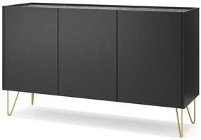Komoda Harmony Va 144 cm čierna/čierny mramor