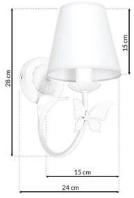 EUlight Detské nástenné svietidlo Alice, 1x biele textilné tienidlo, w