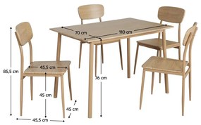 Jedálenský set Lenin (dub prírodný) (pre 4 osoby). Vlastná spoľahlivá doprava až k Vám domov. 1116380