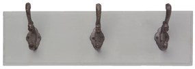 Šedý drevený vešiak s háčikmi viac antik - 60*12*17 cm