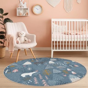 Modrý prateľný detský koberec ø150 cm Forest Land – Mila Home