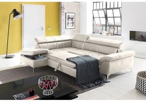 Kožená rohová sedacia súprava SALERNO II L, ľavá, béžová, rozkladacia