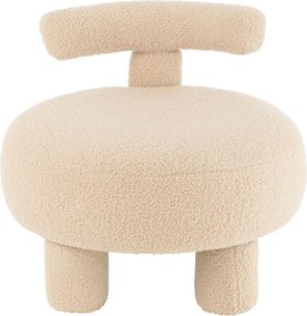 Béžová okrúhla stolička s opierkou Teddy Bouclé Beige - Ø 52*49 cm