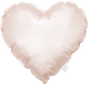 Cotton &amp; Sweets Lesklý vankúš srdce púdrovo ružová 42x26cm