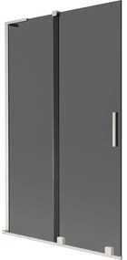 Mexen Velar L, 2-krídlová posuvná vaňová zástena 110 x 150 cm, 8mm šedé sklo, brúsená oceľ, 896-110-003-41-97