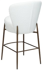 ORBIT ČALÚNENÁ BAROVÁ STOLIČKA white bouclé/antique brass