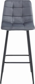 Barová stolička s čiernymi nohami ARCETO VELVET, tmavosivá