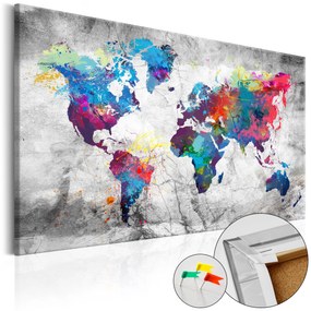 Artgeist Obraz na korku - World Map: Grey Style [Cork Map] Veľkosť: 90x60