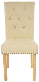 2x Jedálenská stolička Chesterfield 2 - koženka, svetlé nohy - Krémová