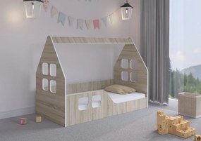 Wooden Toys Detská posteľ Nízky DOMČEK SONOMA 140x70 Montessori (vľavo)