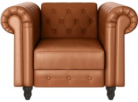 Koňakovohnedé kreslo chesterfield z imitácie kože Felix – Støraa