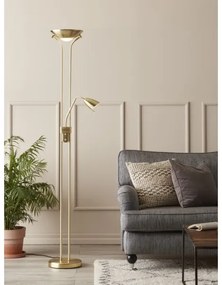 Markslöjd - Stmievateľná stojacia lampa DETROIT 1xR7s/300W + 1xGU10/35W/230V mosadz