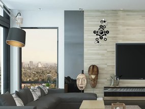 3D nalepovacie hodiny Hexagon čierno-zrkadlové