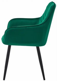 Set dvoch jedálenských stoličiek NANA zamatové, tmavozelené (čierne nohy) 2 ks