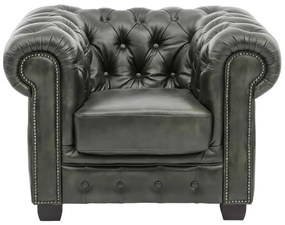 furniture-nabytek.cz - Masívne kreslo Chesterfield z pravej kože, zelené – 100×90×72 cm