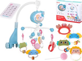 KIK Lullaby Star Design kolotoč nad postieľku s projektorom hviezd a diaľkovým ovládaním, modrý
