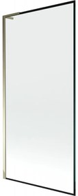 Mexen Next L, 1-krídlová vaňová zástena 90 x 150 cm, 6mm číre sklo-čierny vzor, zlatý lesklý profil, 895-090-000-03-70-50