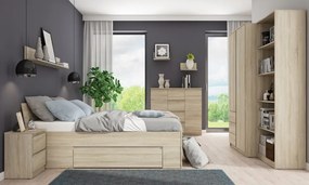 Posteľ so zásuvkami Carlos 140x200, dub sonoma