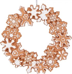 Hnedá vianočná závesná ozdoba perníkový venček - Ø 18*2 cm