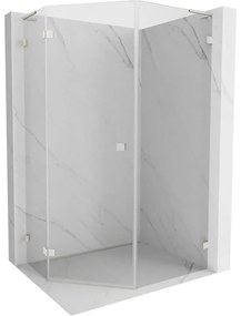 Mexen Lunar, L päťuholníkový sprchový kút naklápací doľava 80 x 100 cm, 8mm číre sklo, oceľový profil, 831L-080L-100P-97-00-L