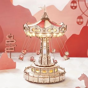 RoboTime - 3D skladačka hracej skrinky Retiazkový kolotoč 3xAAA