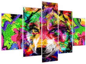 Obraz - Vlk s graffiti (150x105 cm)